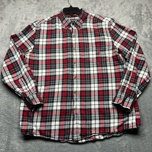 Chaps Men’s XL Performance Flannel Shirt Red Black Plaid Button Down